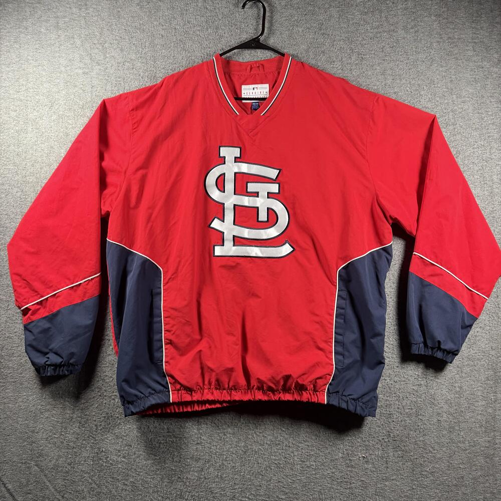 St. Louis Cardinals MLB Pullover Windbreaker jacket Mens 2XL Red Navy STL Y2K